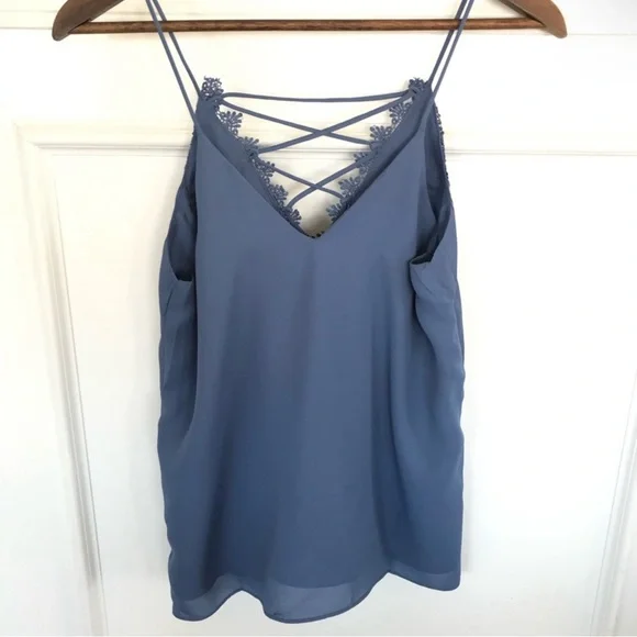 Blue Purple Lace Neck Pullover Flowy Spaghetti Strap Camisole Tank Women’s NWT - Picture 4 of 10